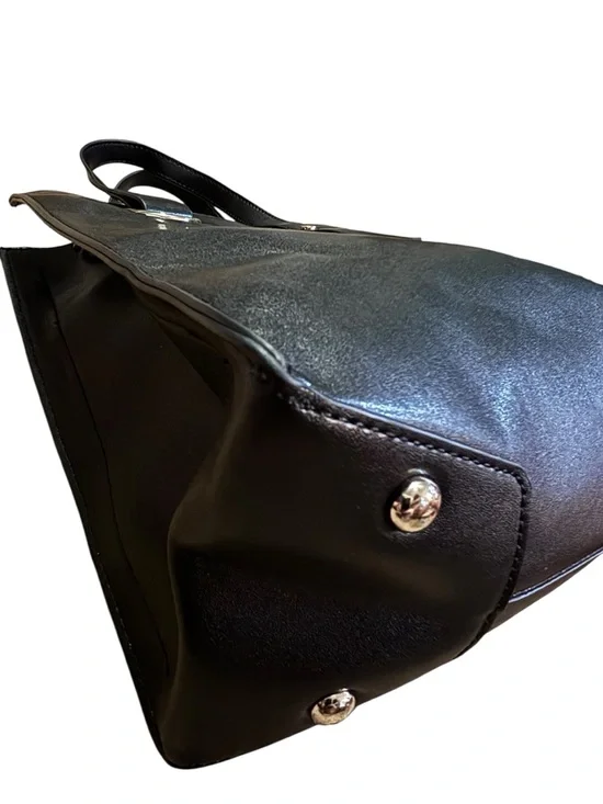 Walasa Black Professional Tote Split Leather Structured Satchel Top Handle Bag - Picture 13 of 16